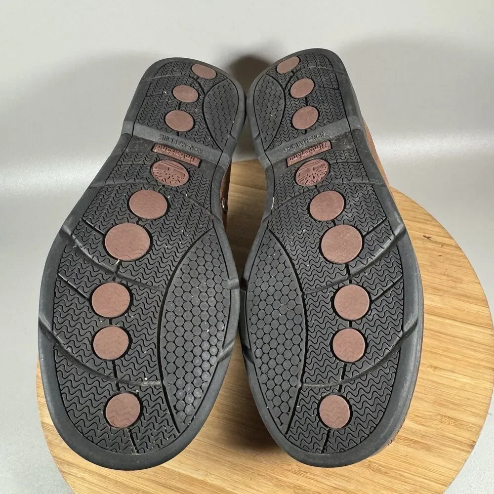 S Timberland Men's Sz 8.5‎ M BROWN Loafers Boat Slip On Shoes